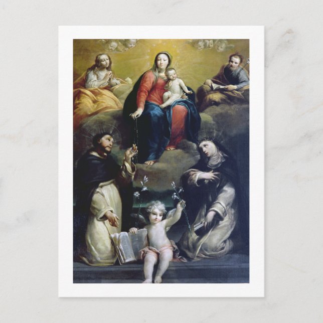 The Madonna of the Rosary with SS Dominic, Catheri Postcard (Front)
