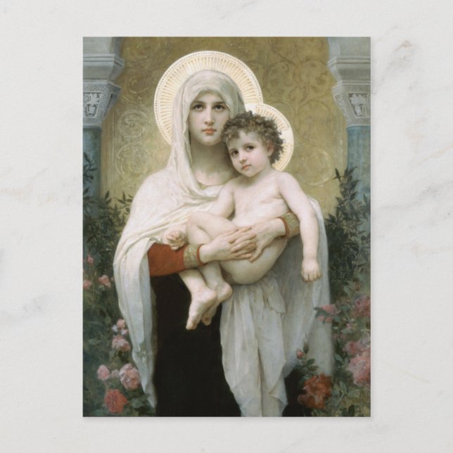 The Madonna of the Roses Christmas Holiday Postcard (Front)