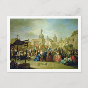 The Madrid Fair in the Plaza de la Cebeda (oil on Postcard