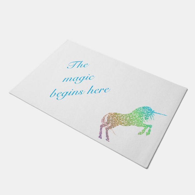 The Magic Begins Here Door Mat (Angled)