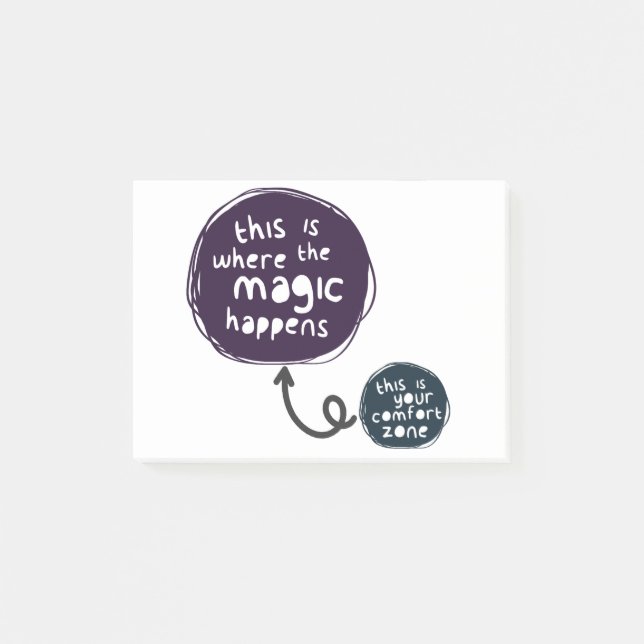 The magic happens outside your comfort zone post-it notes (Front)