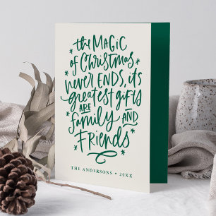 The Magic of Christmas Beige and Green Non-Photo Holiday Card