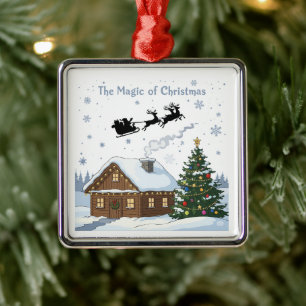 The Magic of Christmas Santa's Sleigh & Cozy Metal Ornament