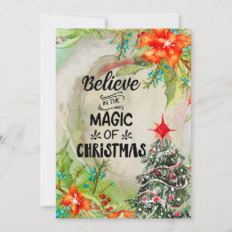The Magic of Christmas Tree & Gifts Holiday Card
