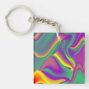 The Magic of Colours , Abstract 3D Rainbowart Keychain