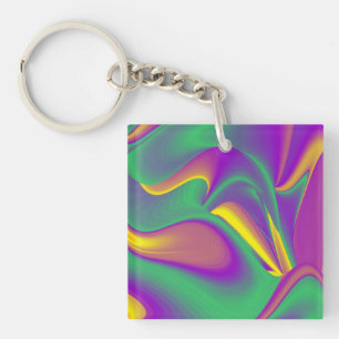 The Magic of Colours , Abstract 3D Rainbowart Keychain