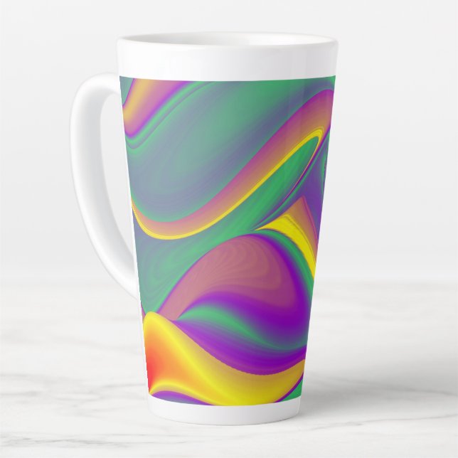 The Magic of Colours , Abstract 3D Rainbowart Latte Mug (Left Angle)