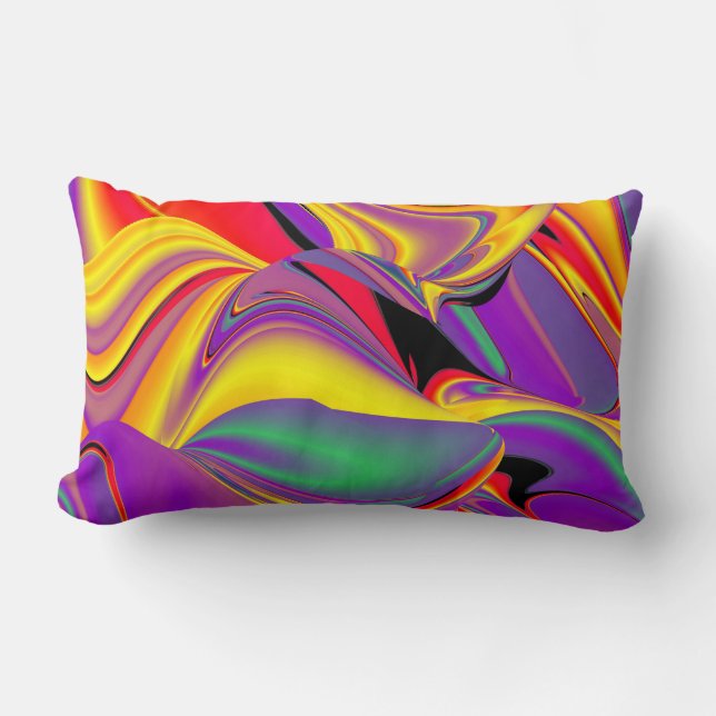The Magic of Colours Abstract 3D Rainbowart Lumbar Pillow (Front)