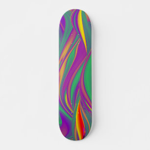 The Magic of Colours , Abstract 3D Rainbowart Skateboard