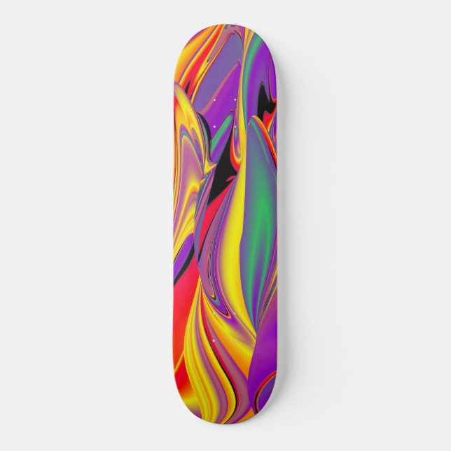 The Magic of Colours , Abstract 3D Rainbowart Skateboard (Front)