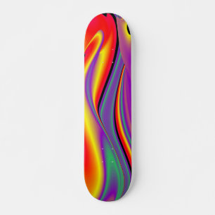 The Magic of Colours , Abstract 3D Rainbowart Skateboard