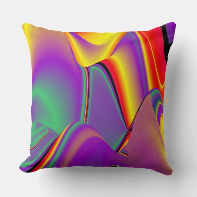 The Magic of Colours Abstract 3D Rainbowart Throw Pillow (Front)