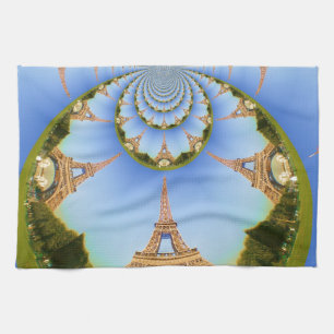 The Magic of Paris: Geometric Eiffel Tower Design Kitchen Towel