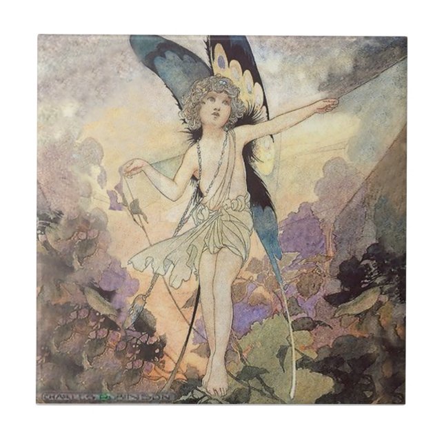 “The Magic of the Cobweb” Fairy Art by Charles Rob Tile (Front)
