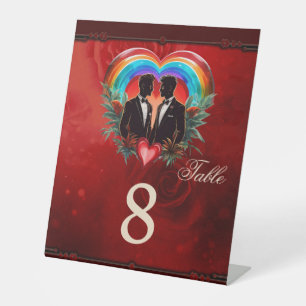 The magic of the moment: elegant gay silhouettes. pedestal sign