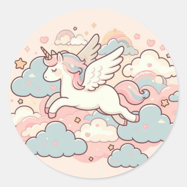 The Magic of Unicorns Classic Round Sticker (Front)