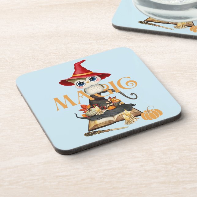 The Magic Witch Owl Fall Themed Coaster (Left Side)