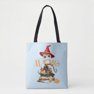 The Magic Witch Owl Fall Themed Personalized Tote Bag
