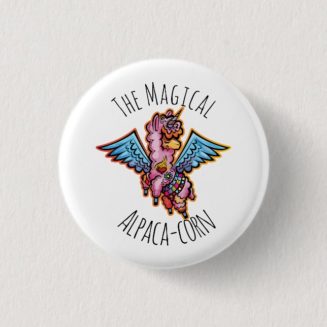The Magical Alpaca-corn 1 Inch Round Button (Front)