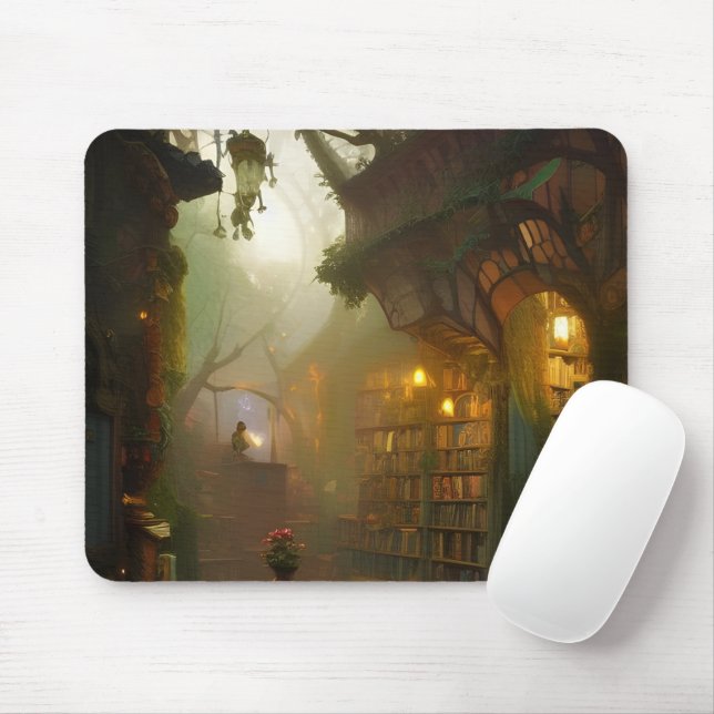 The Magical Bookstore Fantasy Art  Mouse Pad (With Mouse)