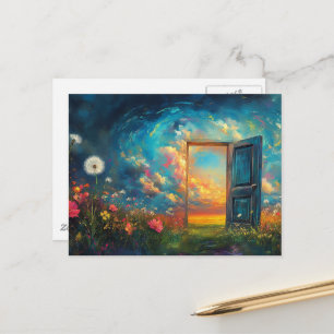 The magical garden doorway postcard