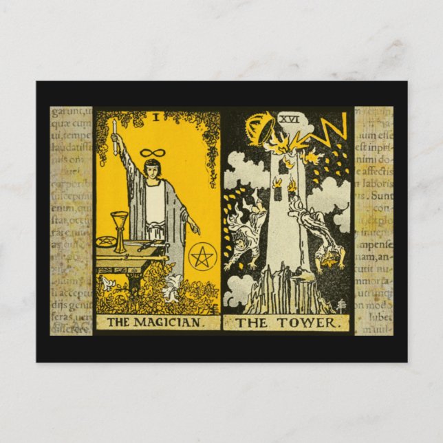 The Magician and The Tower Tarot 2 Postcard (Front)