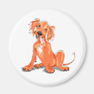 The magnet with cute red setter puppy picture