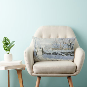 The Magpie by Claude Monet Lumbar Pillow