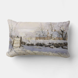 The Magpie by Monet Lumbar Pillow