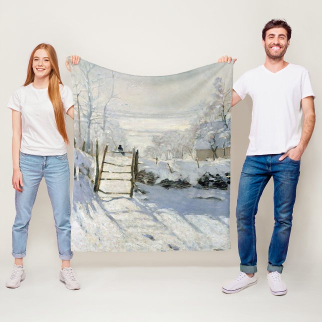 The Magpie, Monet Fleece Blanket (In Situ)