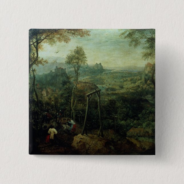 The Magpie on the Gallows, 1568 2 Inch Square Button (Front)