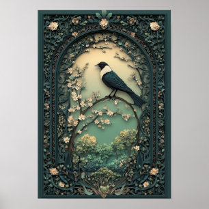 The Magpie   Spring Day Forest Art Poster