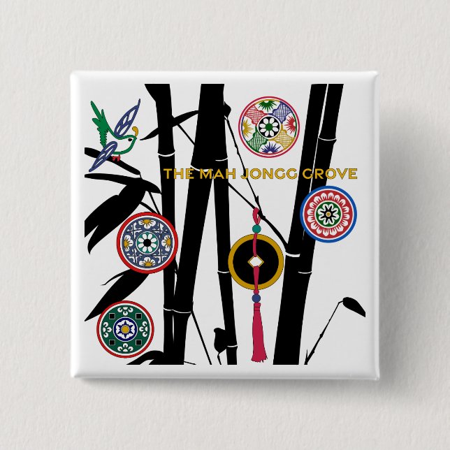 The Mah Jongg Grove 2 Inch Square Button (Front)