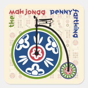 The Mah Jongg Pennyfarthing Square Sticker