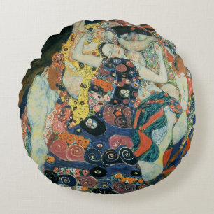 The Maiden, 1913 (oil on canvas) Round Pillow
