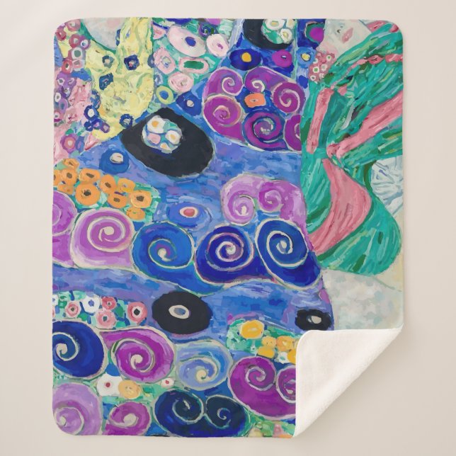 The Maiden by Gustav Klimt Sherpa Blanket (Front)