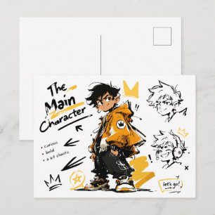 The Main Character Anime Style Cool Art Postcard