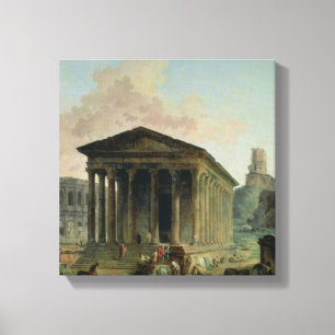 The Maison Carree with the Amphitheatre Canvas Print