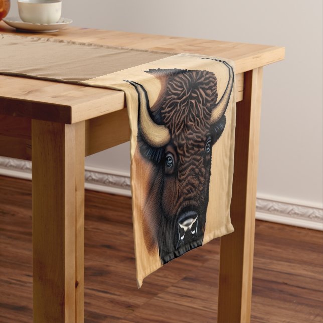 The Majestic Bison - A Symbol Of Power And Freedom Short Table Runner (In Situ)