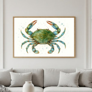 The Majestic Blue Crab   Ocean Spirit Artwork Poster