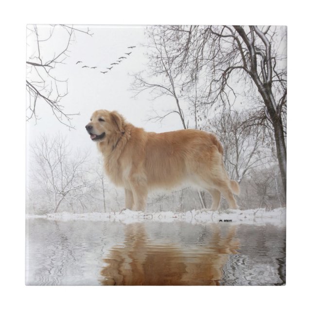 The Majestic Golden Retriever Tile (Front)