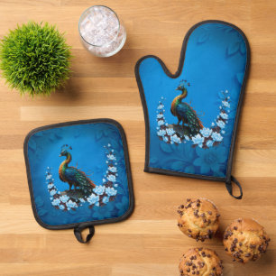 The majestic peacock: A play of colours in nature. Oven Mitt & Pot Holder Set