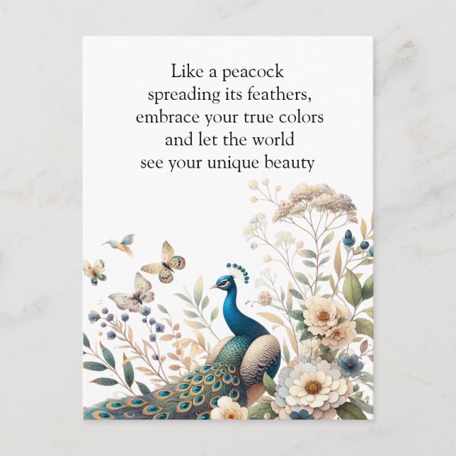 The Majestic Peacock Postcard (Front)