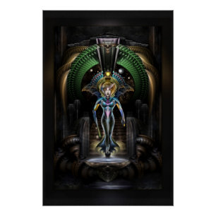 The Majesty Of Trilia Fractal Fantasy Portrait BLK Poster