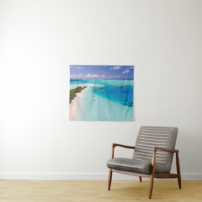 The Maldives Pretty Blue Ocean Beach Sandy Shore Tapestry (In Situ (Horizontal))