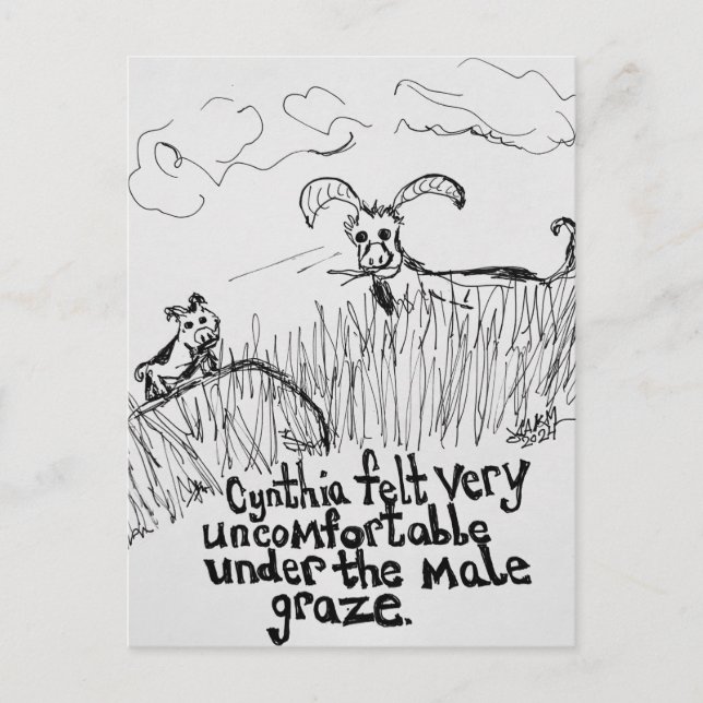 The Male Graze Pun Greeting Holiday Postcard (Front)
