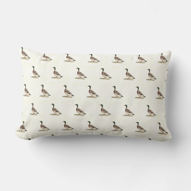 The Mallard or Wild Duck (Anas platyrhynchos) Lumbar Pillow (Front)