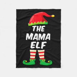 The Mama Elf Family Matching Funny Christmas Costu Fleece Blanket