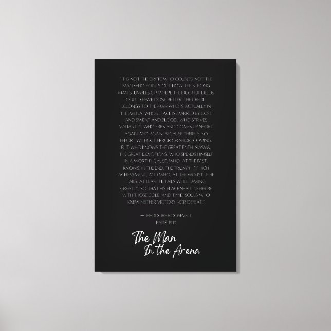 The Man in the Arena - Canvas Art - Black & White (Front)