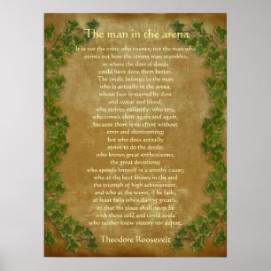 "The man in the arena" Parchment with ivy Poster